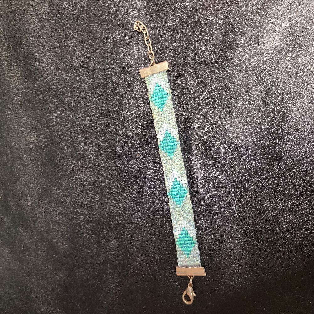 handmade silver turquoise beaded bracelet